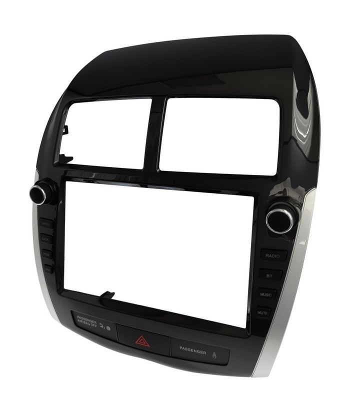 Комплект рамки с разъёмами 9" Mitsubishi ASX, RVR, Peugeot 4008, Citroen C4 Aircross 2010 - 2016 для авто без Rockford (с кнопками)
