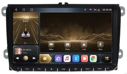 Магнитола для Volkswagen T5, T6, Tiguan, Passat, Polo, Jetta, Amarok, Golf и др., Skoda Fabia, Rapid - Kuberg OL-9972-P на Android 10 и 4ГБ-64ГБ, CarPlay, SIM-слот