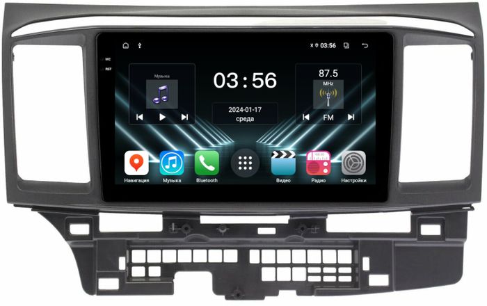 Магнитола для Mitsubishi Lancer X 2007-2016 - FarCar S280 монитор 9.5" IPS на Android 13, CarPlay