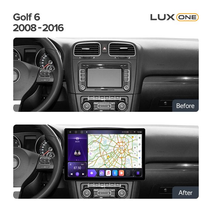 Магнитола для VolksWagen T5, T6, Tiguan, Passat, Polo, Jetta, Golf, Amarok и др. - Kuberg MKD монитор 13" QLED+2K на Android 12, ТОП процессор, 4G SIM-слот, CarPlay, 4+64ГБ