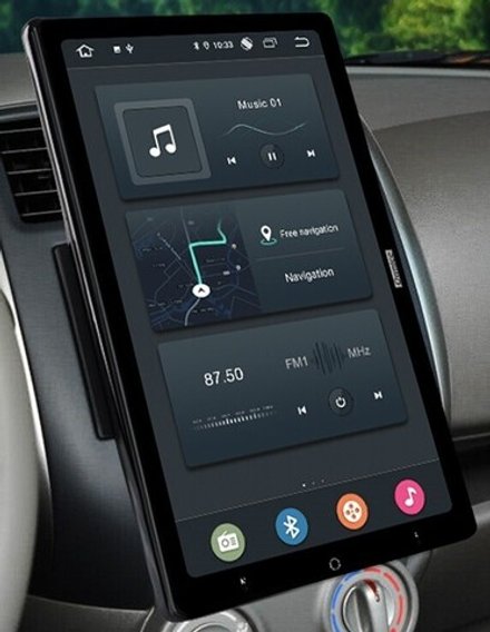 1DIN магнитола - Kuberg OL-1032-1D-D поворотный монитор 13.3" на Android 10, ТОП процессор, 4ГБ-64ГБ, 4G-SIM-слот