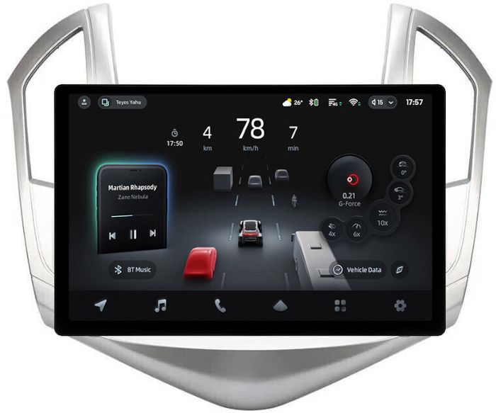 Магнитола для Chevrolet Cruze 1 2012-2015 (рамка серебро) - Teyes CC4-PRO монитор 13" 2K QLED на Android 13, Быстрейшая, Snapdragon 778G, ИИ, CarPlay, DSP, 4G SIM-слот