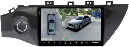 Магнитола для KIA Rio 4, Rio X-Line 2017-2020 (рамка 9 с кнопкой) - Teyes CC3-2K-360 на Android 10, 2K QLED, 6Гб+128Гб, CarPlay, 4G SIM-слот, 4 камеры в комплекте