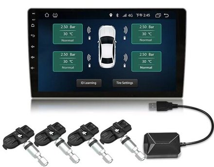 Система контроля давления шин Kuberg TPMS-INT-5 с внутренними датчиками. Вывод данных на Android-магнитолу