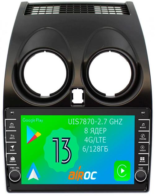 Магнитола для Nissan Qashqai J10 2006-2013, Dualis - Airoc AB-1209 (кнопки и крутилки), Android 13, TS20, 6/128Гб, SIM-слот, CarPlay