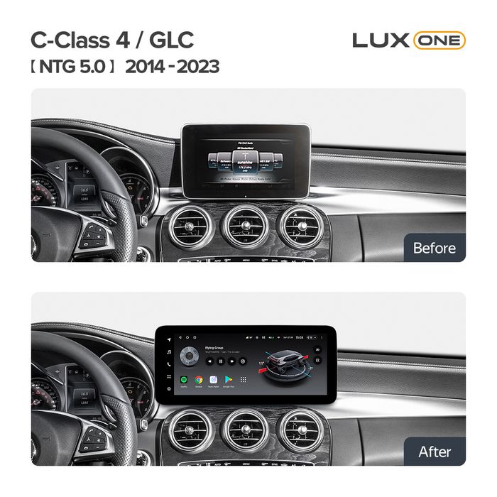 Магнитола для Mercedes Benz С W205, GLC 2014-2018 NTG 5.0 - Teyes LUX ONE ROUND монитор 12.3" 2K QLED на Android 10, CarPlay, 4G SIM-слот
