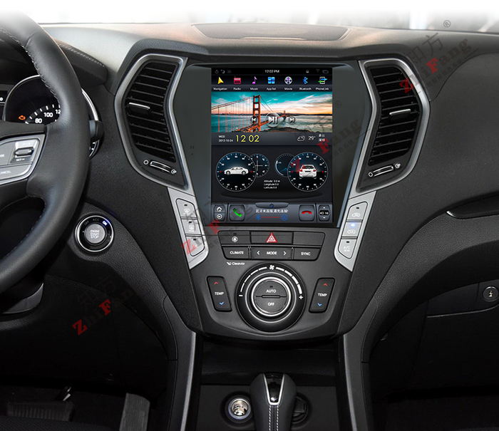 Магнитола для Hyundai Santa Fe 3 DM 2012-2018 (климат на ШГУ) - Kuberg ZF-1157-GE вертикальный экран 10.4" в стиле "Тесла" на Android 13, 8/128Гб, CarPlay, 4G SIM-слот