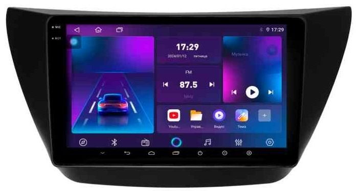 Магнитола для Mitsubishi Lancer 9 (CS), Cedia, Evolution 7-9 (CT) (рамка черная)- Parafar PF950T2LUX1RN2K на Android 13, QLED+2K, ТОП процессор, 4Гб+32Гб, CarPlay, 4G SIM-слот