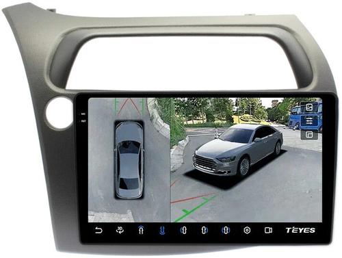 Магнитола для Honda Civic 8 хэтчбэк 2006-2011 левый руль - Teyes CC3-2K-360 монитор 9.5" 2K QLED на Android 10, 6Гб+128Гб, CarPlay, 4G SIM-слот, 4 камеры в комплекте