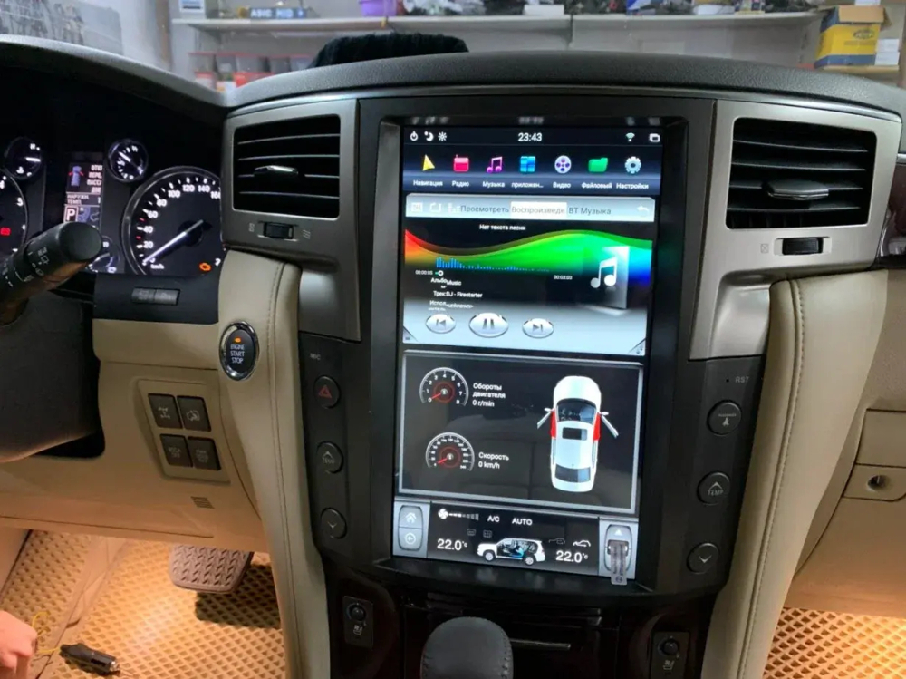 Магнитола для Lexus LX570 2007-2015 - Kuberg ZF-1819-GE вертикальный экран в стиле "Тесла" на Android 13, 8Гб+128Гб, CarPlay, 4G SIM-слот