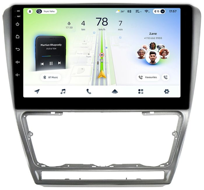 Магнитола для Skoda Octavia A5 2004-2013 (рамка серебро) - Teyes CC4L монитор 10" IPS на Android 14, Snapdragon 662, CarPlay, 4G SIM-слот