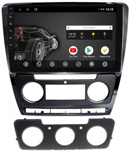 Магнитола для Skoda Octavia A5 2004-2013 (рамка черная глянцевая) - AK342R10-MTK Android 10, 8-ядер, 2Гб-32Гб