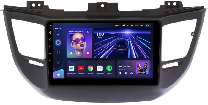 Магнитола для Hyundai Tucson 3 2015-2018 (штатная КЗВ, рамка черная) - Teyes CC3L монитор 9" IPS на Android 10, 8-ядер, CarPlay, 4G SIM-слот