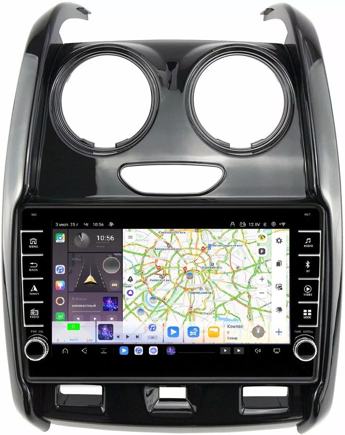 Магнитола для Renault Duster 2015-2020, Lada Largus 2021+ - Kuberg OL-9115-2 (кнопки и крутилки) Android 13, TS20, 6+128Гб, CarPlay, 4G SIM-слот