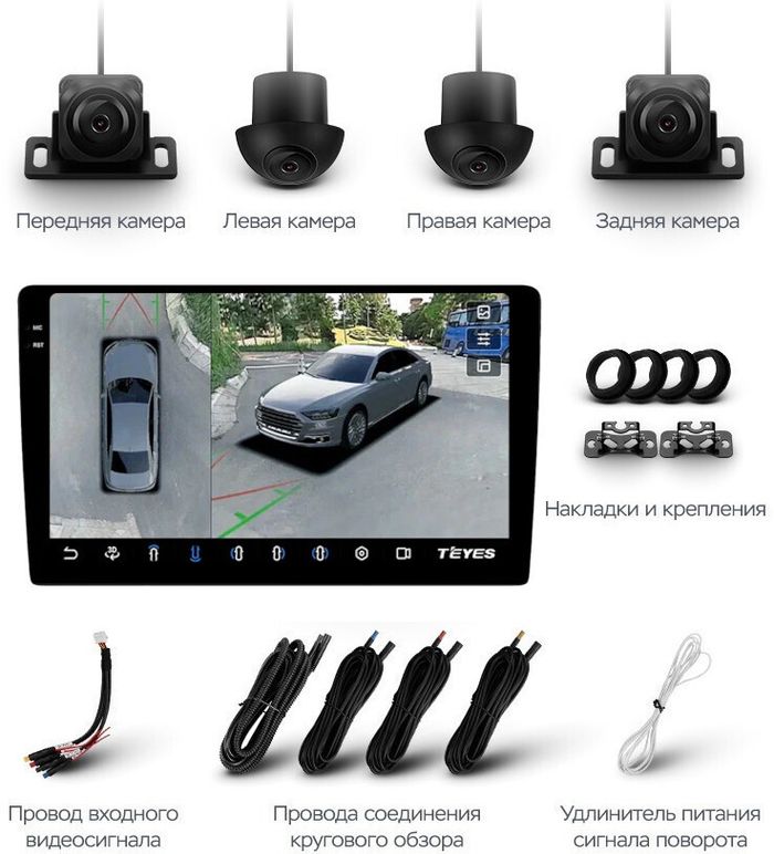 Магнитола для Toyota Corolla 150 2006-2013 (рамка тип 2) - Teyes CC3-2K-360 монитор 9.5" 2K QLED на Android 10, 6+128Гб, CarPlay, 4G SIM-слот, 4 камеры в комплекте