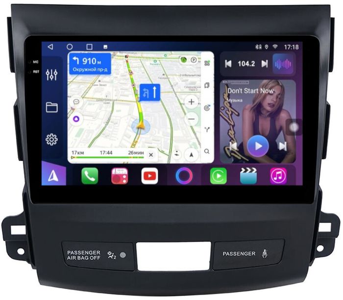 Магнитола для Mitsubishi Outlander XL, Peugeot 4007, Citroen C-Crosser - FarCar S500-TS10 монитор 9.5" QLED на Android 14, Быстрая, CarPlay, 4G SIM-слот