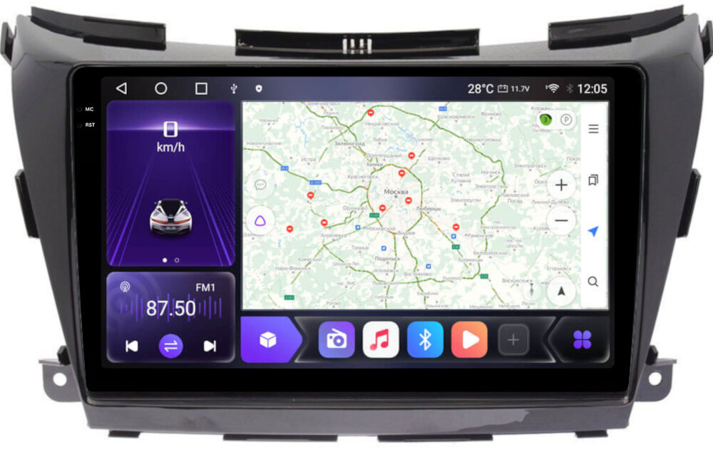 Магнитола для Nissan Murano 2016-2022 (поддержка Bose и 360) - Kuberg EW-1663 QLed+2K, Android 12, TS10, CarPlay, 4G SIM-слот