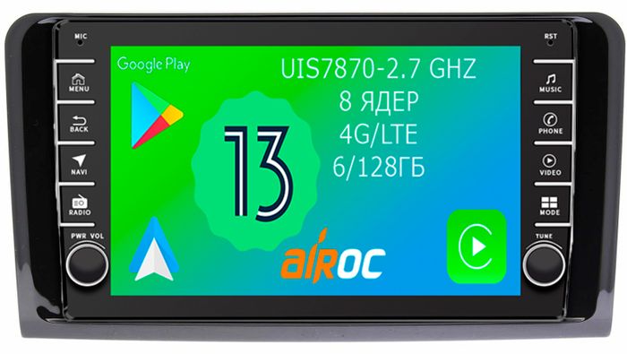 Магнитола для Mercedes-Benz ML (W164), GL (X164) 2005-2012 - Airoc AB-2504 (кнопки и крутилки), Android 13, Быстрая, SIM-слот, CarPlay