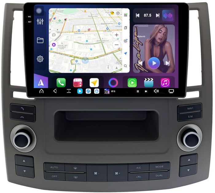 Магнитола для Infiniti FX35, FX45 S50 2006-2008 - FarCar GX9-9685 монитор 9.5" 2K QLED на Android 14, TS20, 6+128Гб, CarPlay, 4G SIM-слот
