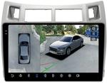 Магнитола для Toyota Vitz 2, Yaris 2 2005-2011 (рамка серебро) - FarCar BX3022M-360 монитор 9.5" 2K QLED на Android 13, Быстрая, CarPlay, 4G SIM-слот, 4 камеры в комплекте