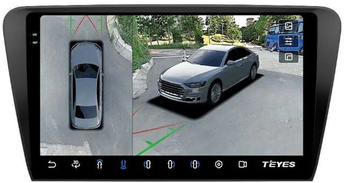 Магнитола для Skoda Octavia A7 2013-2020 - Teyes CC3-2K-360 на Android 10, 2K QLED, 6Гб+128Гб, CarPlay, 4G SIM-слот, 4 камеры в комплекте