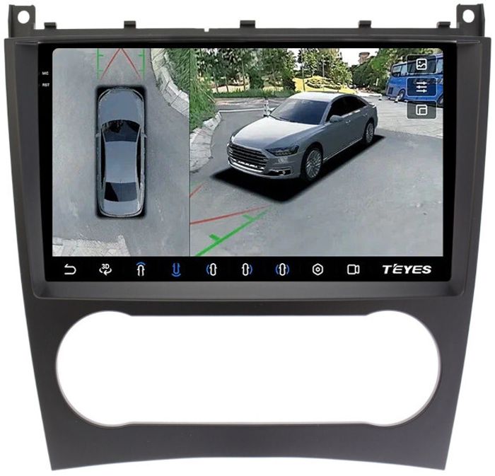 Магнитола для Mercedes-Benz C W203 2004-2007 - Teyes CC3-2K-360 на Android 10, Быстрая, 2K QLED, CarPlay, 4G SIM-слот, 4 камеры в комплекте