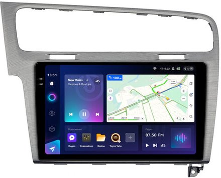 Магнитола для Volkswagen Golf 7 2012-2020 (рамка серебро) - Teyes CC3-2K монитор 10.36" 2K QLED на Android 10, ТОП процессор, CarPlay, 4G SIM-слот