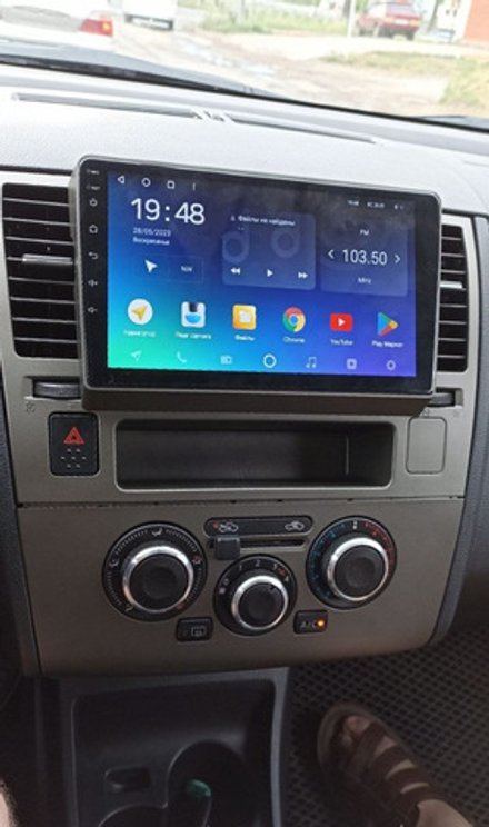 Магнитола для Nissan Tiida C11 2004-2013 (кондиционер/климат с прямоугольным экранчиком, рамка серая) - Teyes CC3L на Android 10, 8-ядер, CarPlay, 4G SIM-слот
