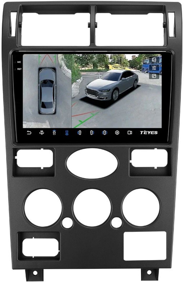 Магнитола для Ford Mondeo 3 2000-2006 (кондиционер) - Teyes CC3-2K-360 монитор 9.5" 2K QLED на Android 10, 6Гб+128Гб, CarPlay, 4G SIM-слот, 4 камеры в комплекте