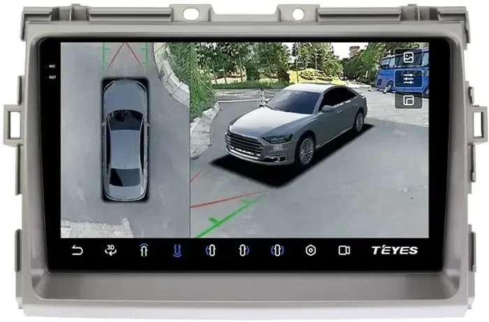 Магнитола для Toyota Estima 3 2006-2016 (без 360, рамка серая 9) - Teyes CC3-2K-360 на Android 10, 2K QLED, 6Гб+128Гб, CarPlay, 4G SIM-слот, 4 камеры в комплекте
