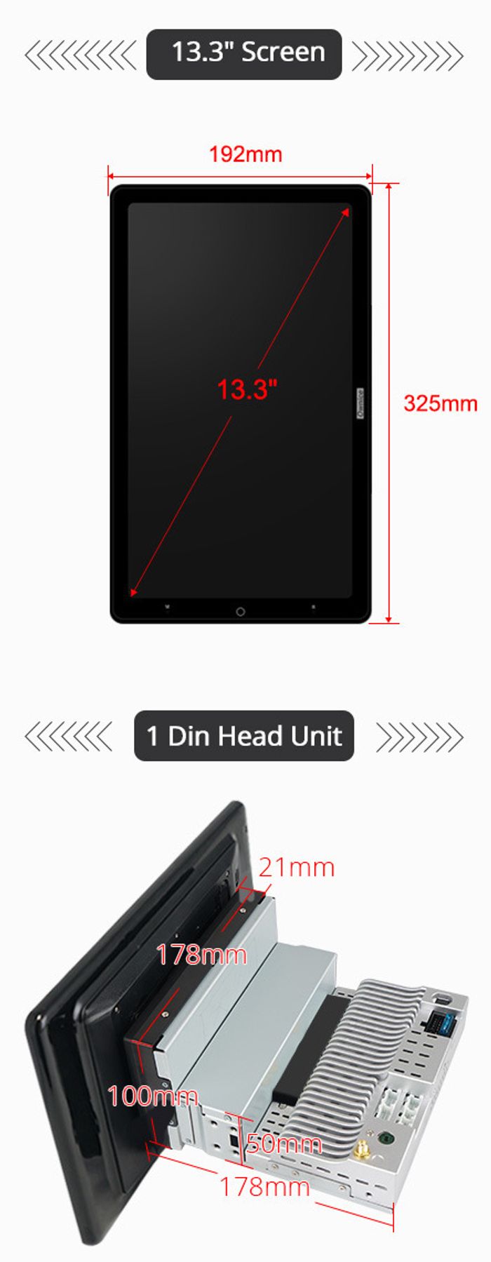 Магнитола для с вращающимся экраном 13.3" - Kuberg OL-1013-Q Android 10, Быстрая, CarPlay 4G-SIM слот