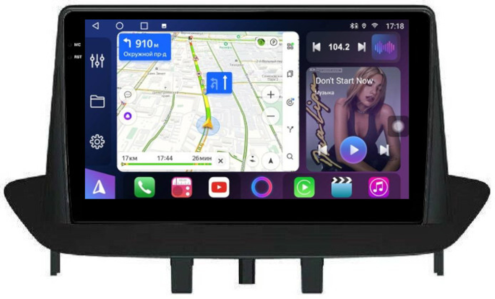 Магнитола для Renault Fluence/Megane 2009-2017 - FarCar 145M монитор 9.5" QLED на Android 14, TS18, CarPlay, 4G SIM-слот