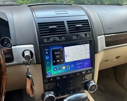 Магнитола для Volkswagen Touareg 1 2002-2010 (рамка с кнопками) - FarCar GX9-7081F2 монитор 9.5" 2K QLED на Android 14, TS20, 6+128Гб, CarPlay, 4G SIM-слот