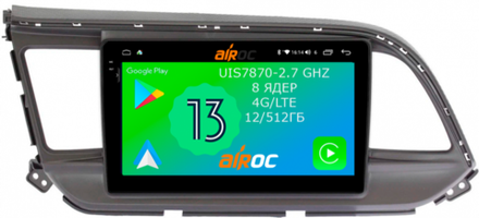 Магнитола для Hyundai Elantra 2019-2020 - AIROC 2K AU-2026 на Android 13, TS20, 12/512Гб, SIM-слот