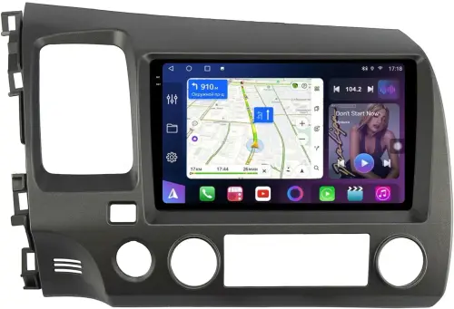 Магнитола для Honda Civic 8 4d 2005-2012 (левый руль) - FarCar BM9-2K-7373-9 монитор 9.5" 2K QLED на Android 14, TS10, 4+32Гб, CarPlay, 4G SIM-слот