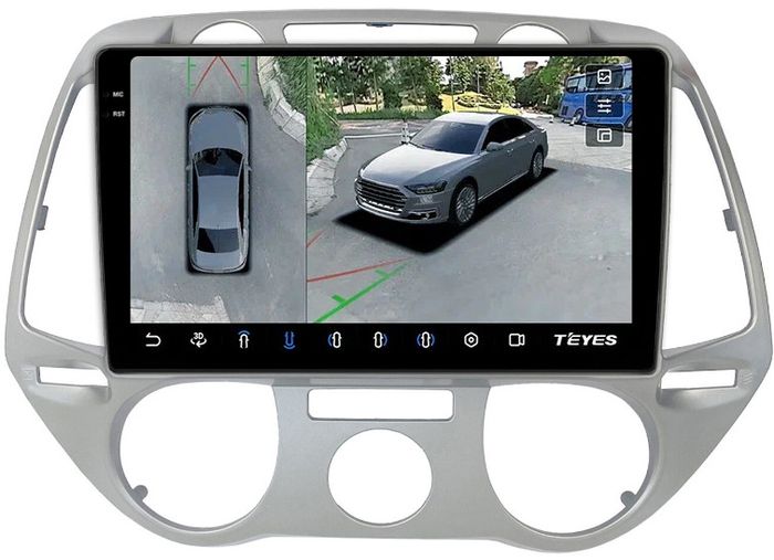 Магнитола для Hyundai i20 2009-2012 (кондиционер) - Teyes CC3-2K-360 монитор 9.5" 2K QLED на Android 10, 6+128Гб, CarPlay, 4G SIM-слот, 4 камеры в комплекте