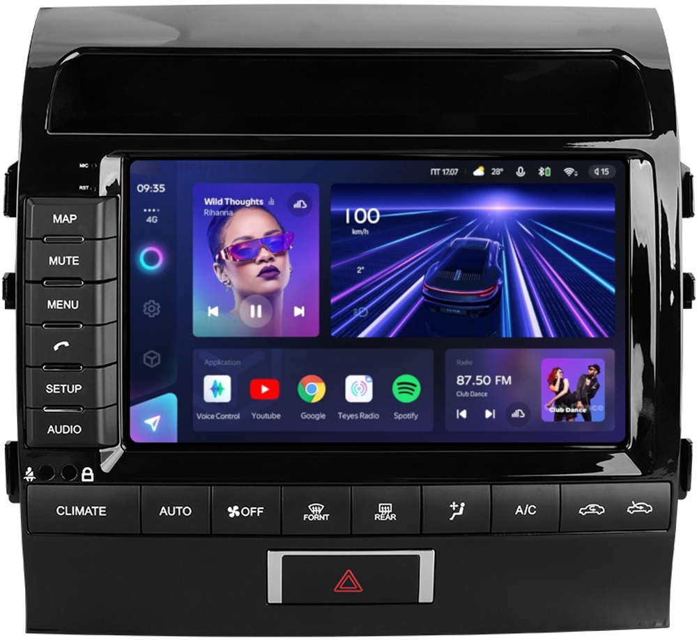 Магнитола для Toyota Land Cruiser 200 2010-2012 (климат на ШГУ) - Teyes CC3L монитор 9" IPS на Android 10, 8-ядер, CarPlay, 4G SIM-слот