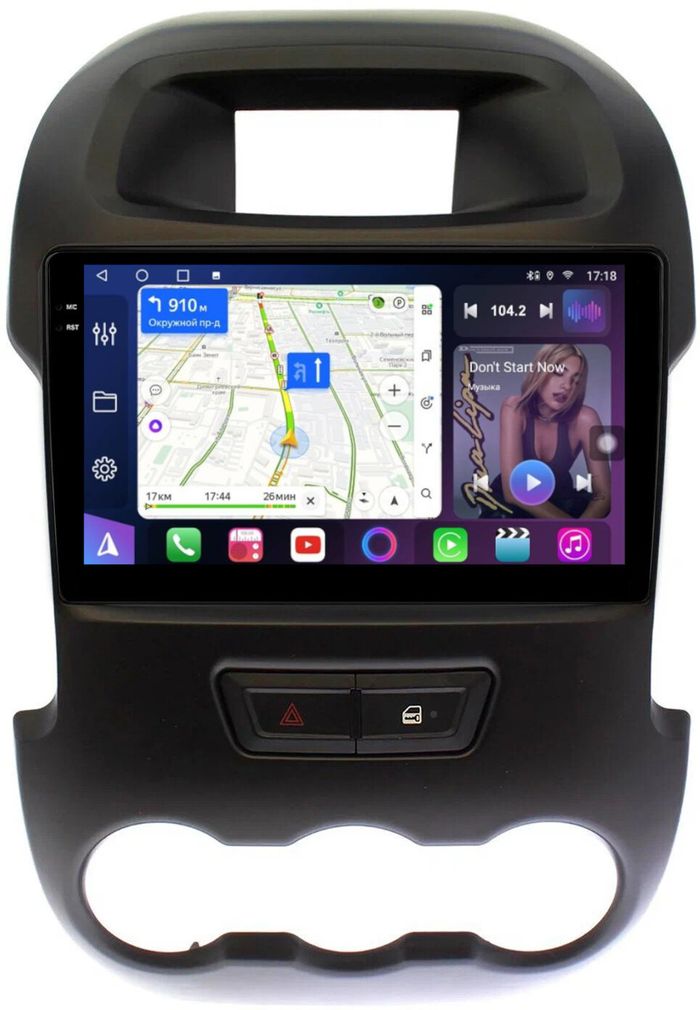 Магнитола для Ford Ranger 3 2011-2015 (рамка тип 2) - FarCar S400-TS18 монитор 9.5" QLED на Android 14, CarPlay, 4G SIM-слот