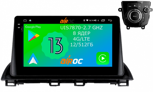 Магнитола для Mazda 3, Axela 2013-2019 - Airoc 2K AU-2407 на Android 13, TS20, 12/512Гб, SIM-слот