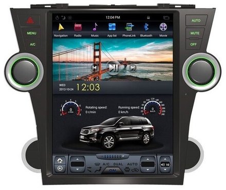 Магнитола для Toyota Highlander 2 2007-2013 XU40 - Kuberg ZF-1225-Q6 вертикальный экран в стиле "Тесла" на Android 11, 8Гб+128Гб, CarPlay, 4G SIM-слот
