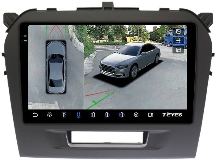 Магнитола для Suzuki Vitara 2014-2022 (штатная КЗВ) - Teyes CC3-2K-360 монитор 9.5" 2K QLED на Android 10, Быстрая, CarPlay, 4G SIM-слот, 4 камеры в комплекте