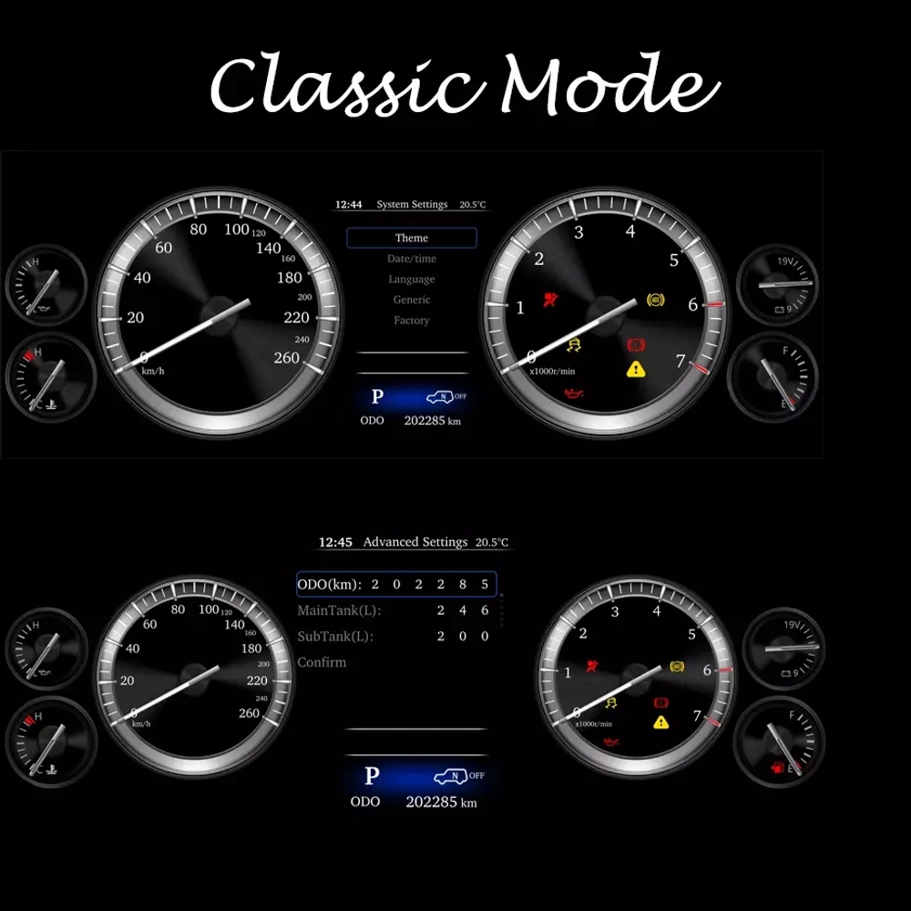 Электронная панель приборов Toyota Land Cruiser 200 2007-2015 - Kuberg NH-LCD-T01 с LCD / ЖК 12.3" экраном QLED