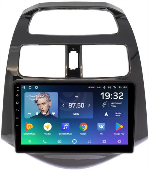 Магнитола для Chevrolet Spark M300 2009-2022, Ravon R2 (рамка глянцевая) - Teyes CC2 PLUS монитор 9" QLED на Android 10, ТОП процессор, 4Гб+64Гб, 4G SIM-слот