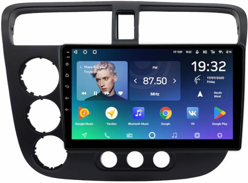 Магнитола для Honda Civic 7 2001-2005 левый руль - Teyes CC2 PLUS монитор 9" QLED на Android 10, ТОП процессор, 4Гб+64Гб, 4G SIM-слот