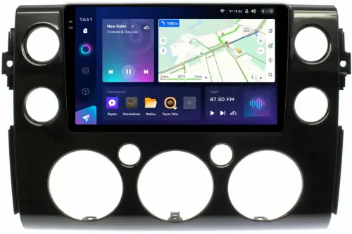 Магнитола для Toyota FJ Cruiser 2005-2022 (рамка черная) - Teyes CC3-2K монитор 9.5" 2K QLED на Android 10, ТОП процессор, CarPlay, 4G SIM-слот