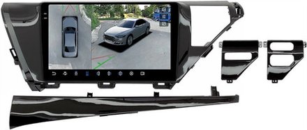 Магнитола для Toyota Camry 70 2017-2021 (без JBL) - FarCar BX1069M-360 монитор 10.36" 2K QLED на Android 13, 6Гб+128Гб, CarPlay, 4G SIM-слот, 4 камеры в комплекте