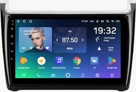 Магнитола для Volkswagen Polo 2009-2020 (рамка черная глянцевая) - Teyes CC2 PLUS Android 10, ТОП процессор, 4-64, SIM-слот