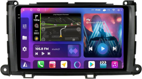Магнитола для Toyota Sienna 3 2010-2014 - FarCar BM3006M-2K монитор 9.5" 2K QLED на Android 14, TS10, 4+32Гб, CarPlay, 4G SIM-слот