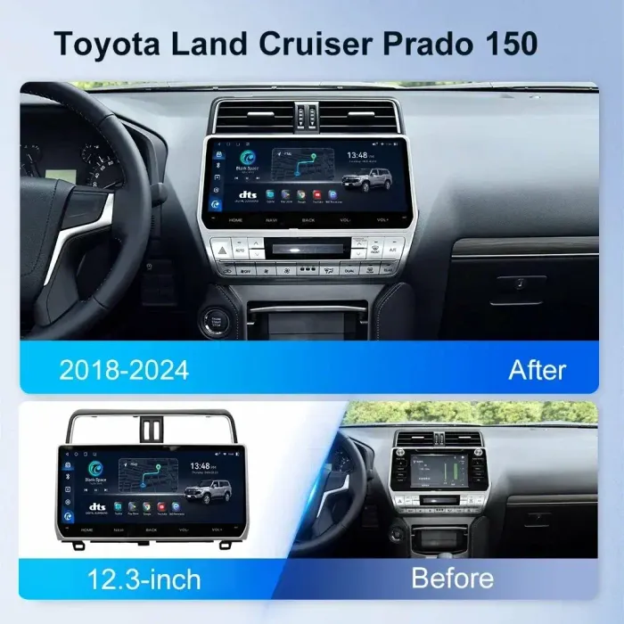 Магнитола для Toyota Land Cruiser Prado 150 2017-2023 - Kuberg KP-T1204 на Android 12, 8Гб+128Гб, 4G SIM-слот, CarPlay