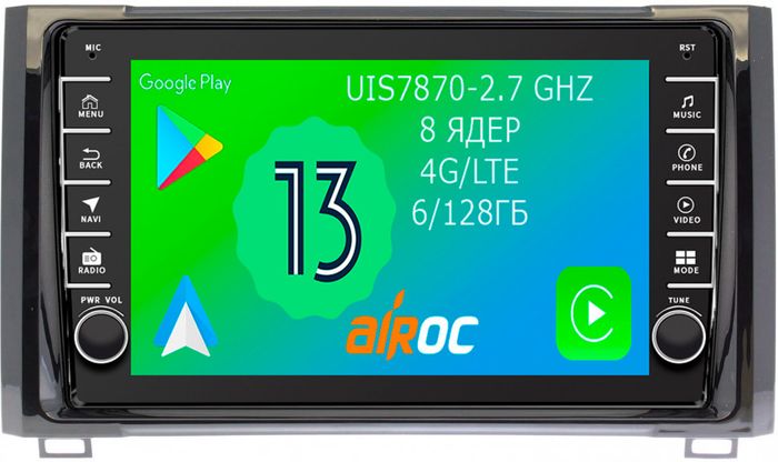 Магнитола для Toyota Tundra 2 2013-2022 - Airoc AB-1115 (кнопки и крутилки), Android 13, Быстрая, SIM-слот, CarPlay